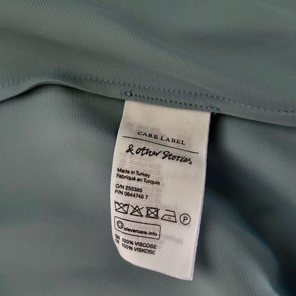 & Other Stories Light Blue Satin Wrap Dress - Picture 2 of 6